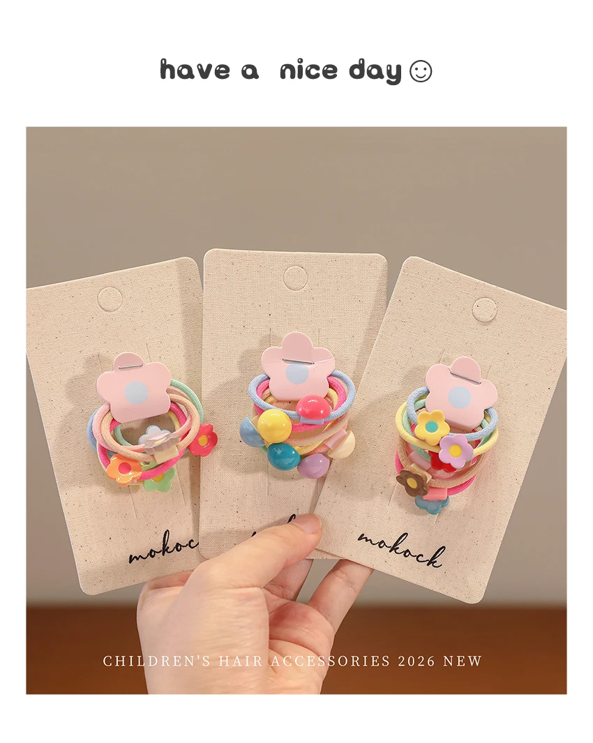 Niedliche Cartoon-Haargummis für Babys, Hochelastisch, Schonend für das Haar, Kleinkinder-Haargummis, Bunte Blumen- und Bonbon-Designs, Haaraccessoires für Mädchen – Detail 1