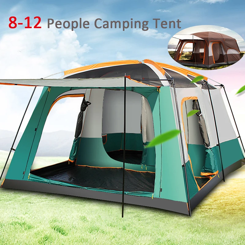 TANGIST Camping Tent， Outdoor Tent Polyester Fabric Material Camping Tent  Family Leisure Double Rainproof Automatic Open-