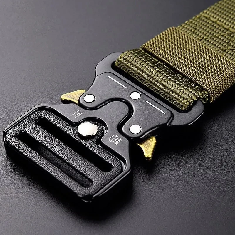 Men's Tactical Quick Release Belt - Durable, Breathable, Adjustable Nylon Waistband for Outdoor and Work Activities