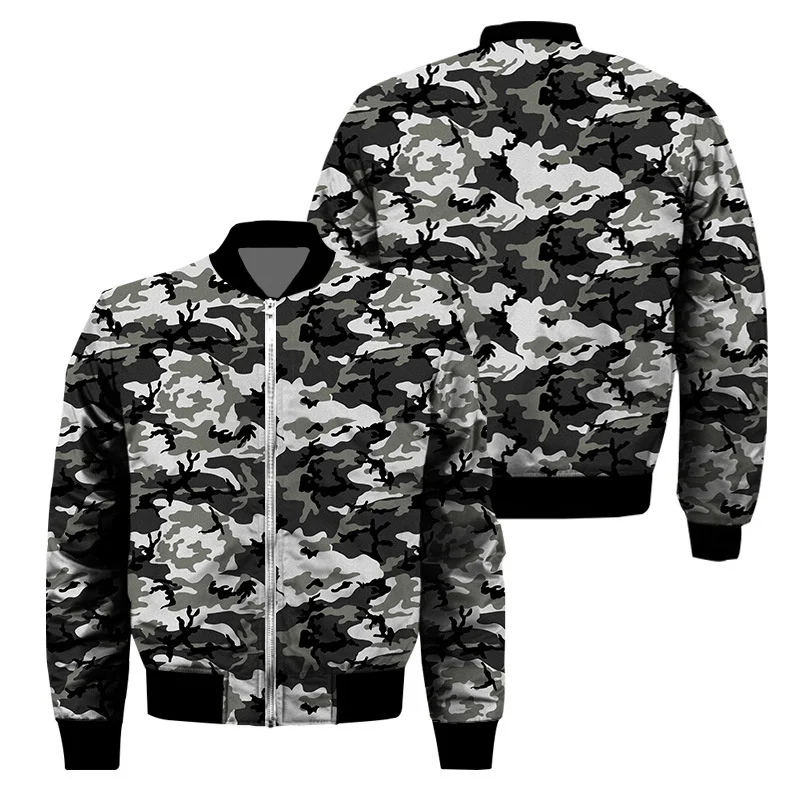 thumbnail image 1 of Chaqueta con cremallera y estampado de camuflaje para hombre, chaqueta clásica con estampado 3D de manga larga, informal, de gran tamaño, para primavera y otoño, 1 of 5