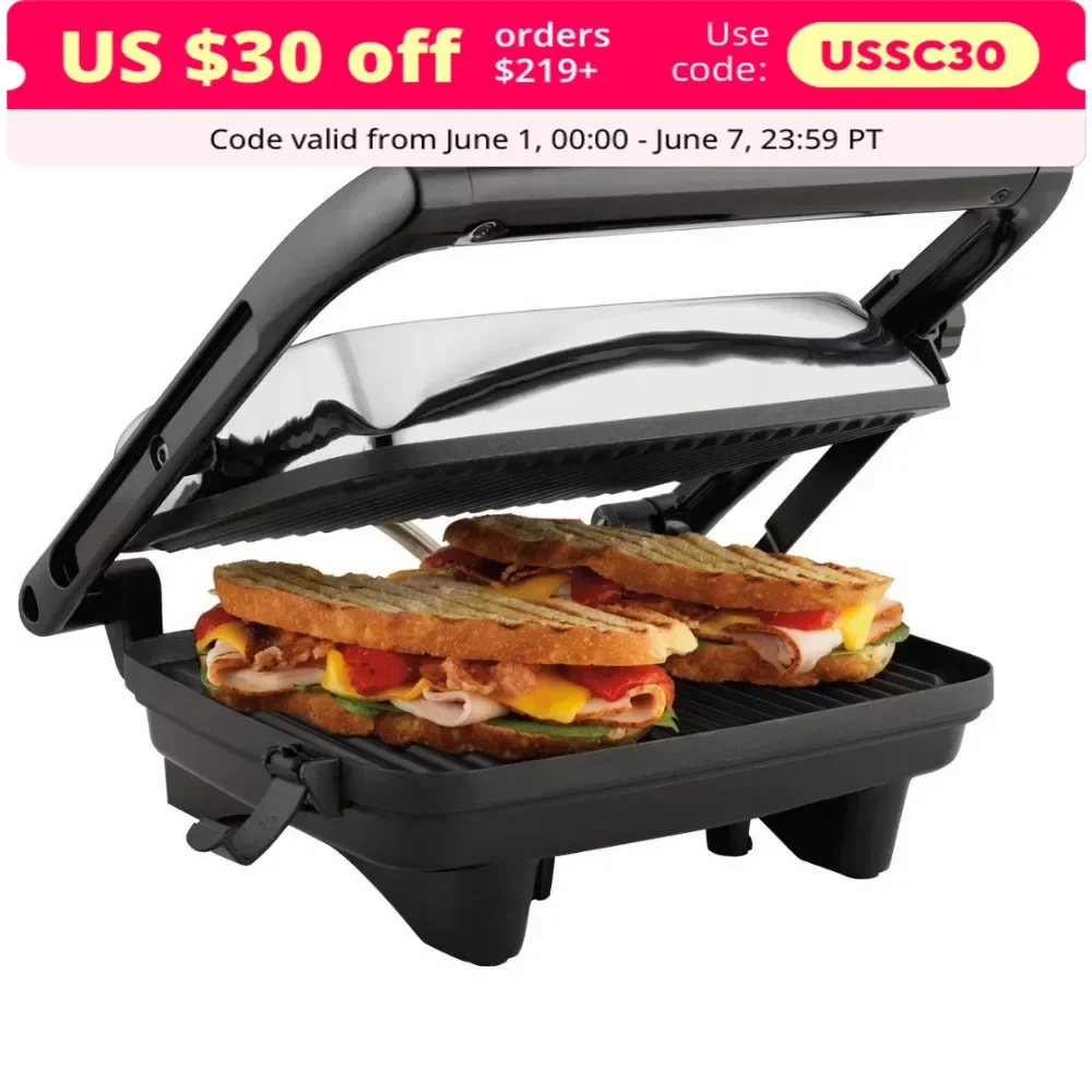 

Электрические грили, Panini Press, изысканная сэндвич-машина-хром, фотография