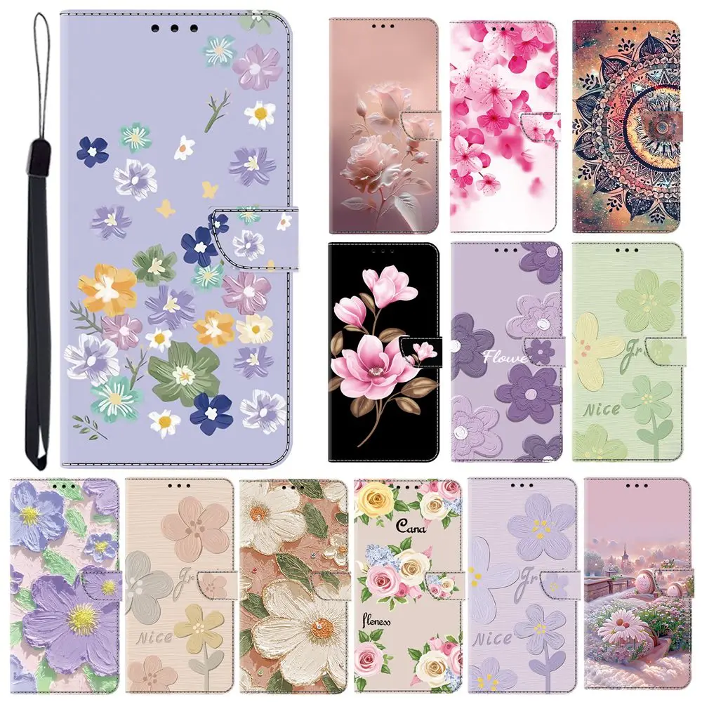 Floral Leather Wallet Flip Cover - 3D Design Phone Case