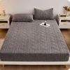 WASART Soft winter coral fleece fitted sheet elastic mattress protector cover warm plush bed linen luxury double bed king size 6