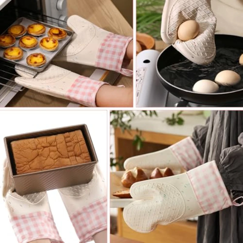 Premium Silicone Oven Mitt Set with Quilted Liner