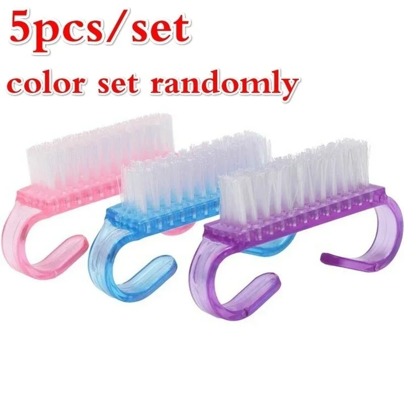 5 Pcs/set Color Random nail cleaning brush Nail Cleaning Tool File Manicure Pedicure Soft Remove