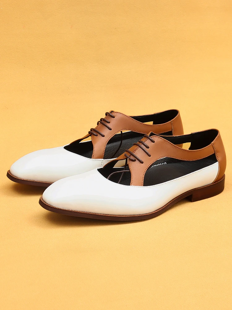 

Summer New Men's Business Casual Shoes Genuine Leather Square Headed Lace Up Sandals