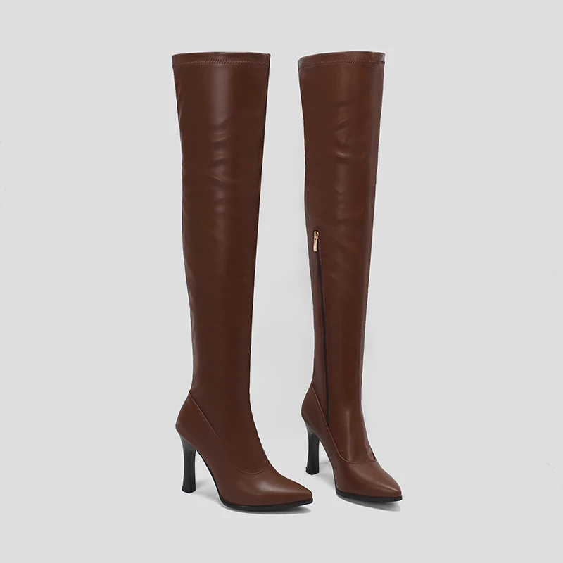 Kcenid Sexy Stiletto High Boots Pointed Toe Ladies Winter Long Boots Fashion High Heels Over The Knee Boots Women Plus Size 50