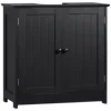 Homcom under Sink Bathroom Cabinet with 2 Doors and Shelf, Pedestal Sink Bathroom Vanity Cabinet, Black 1