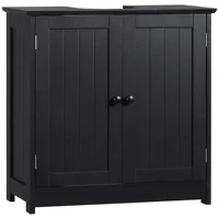 Homcom under Sink Bathroom Cabinet with 2 Doors and Shelf, Pedestal Sink Bathroom Vanity Cabinet, Black 1