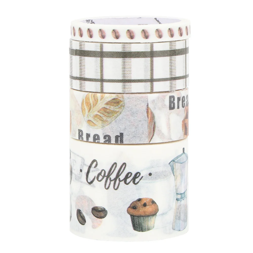 4 Rolls Novel Sticker Tape Popular Delicate Decorative Decals DIY Vivid Stickers for Diary Repeatable Paste Sticker Tape