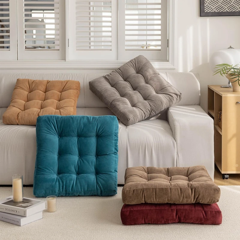 Floor Pillow Square Floor Seating Pillow Cushion Meditation Yoga Seat Kneeling Pillows Thick Tufted Cushions Mat Pad Balcony 6