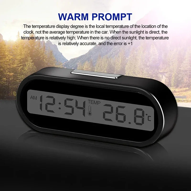 Black ABS Car Digital Clock Thermometer