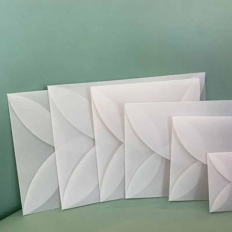 

50pcs Vintage Translucent Sulfuric Acid Paper Invitation Diy Envelope Frosted Transparent Multi Size Optional