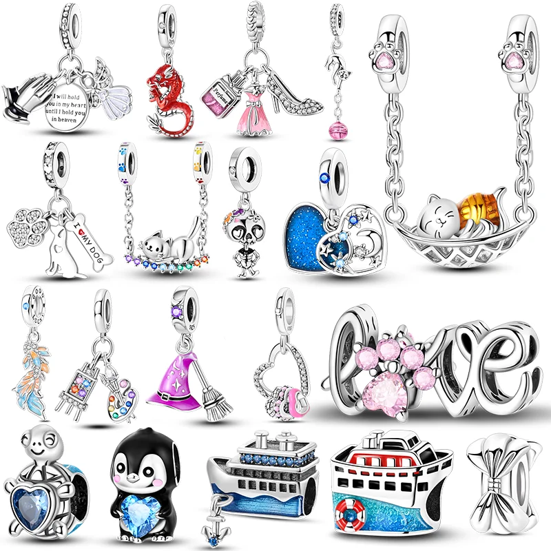 Heiße Verkäufe 925 Silber Original Charms Perlen Farbige Anhänger Charme Fit Armband Halskette Baumeln Für Frauen DIY Schmuck Machen – Detail 3
