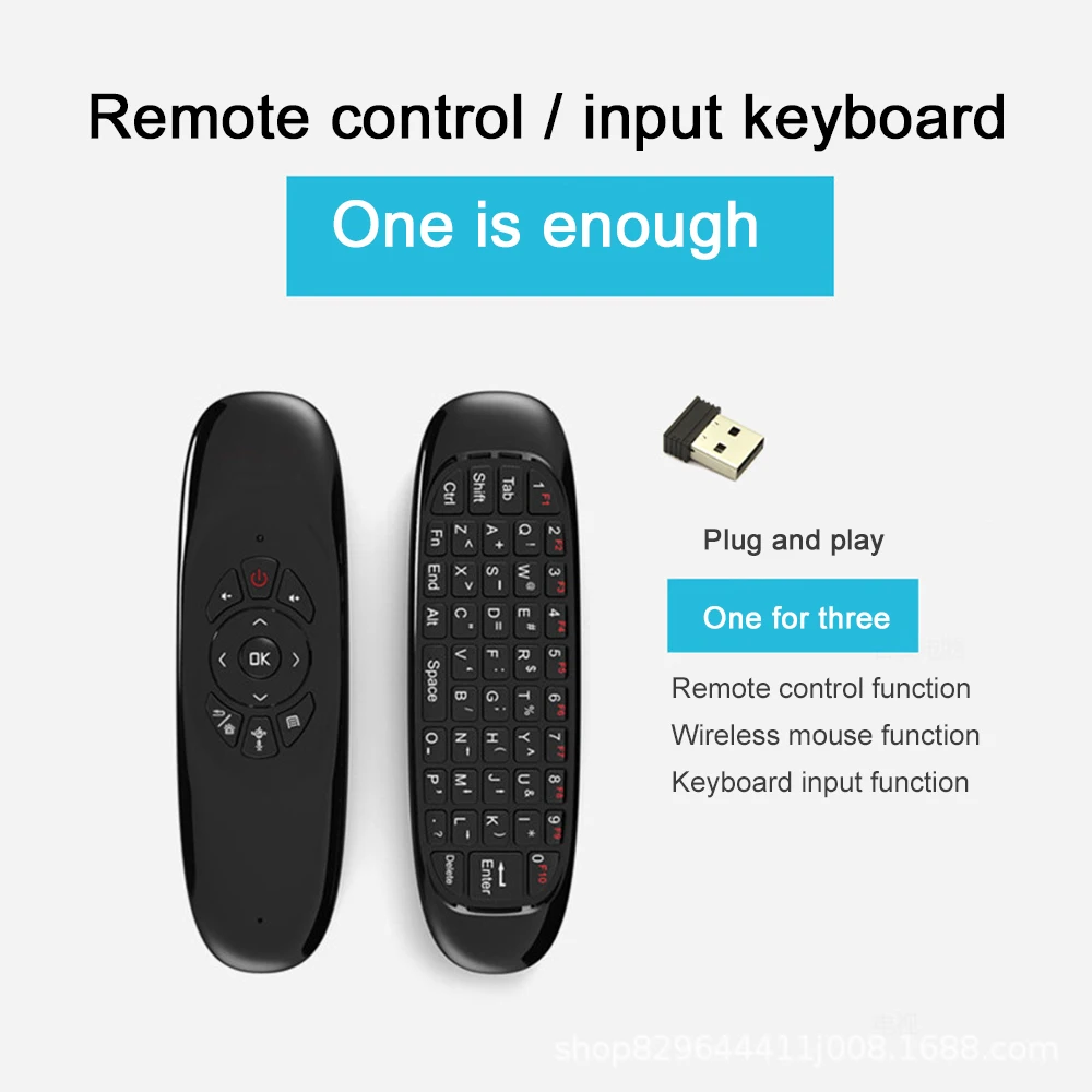 Black ABS Wireless Mini Keyboard Air Mouse for Android TV Box PC