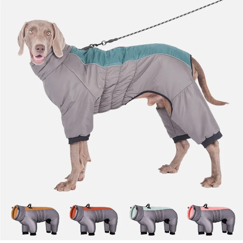 Waterproof Dog Clothes Adjustable Winter Coats for Medium Large Dogs Four Trouser Legs Big Dog Puffer Coat Pet Warmth Clothing