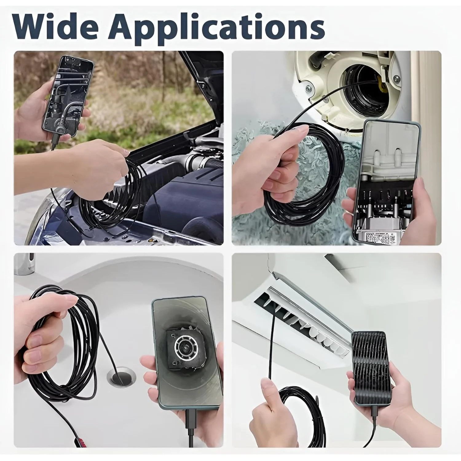 8mm 1080P Endoscope Automotive Boroscope Inspection Device Camera For Apple Iphone IOS Smart Phone Android Type C Cars Mobile 6
