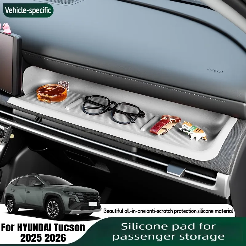 Para HYUNDAI Tucson 2025 2026 LHD: Organizador de guantera, bandeja de almacenamiento, almohadilla para ranura de puerta, organizador de almacenamiento para pasajero, tapete embellecedor