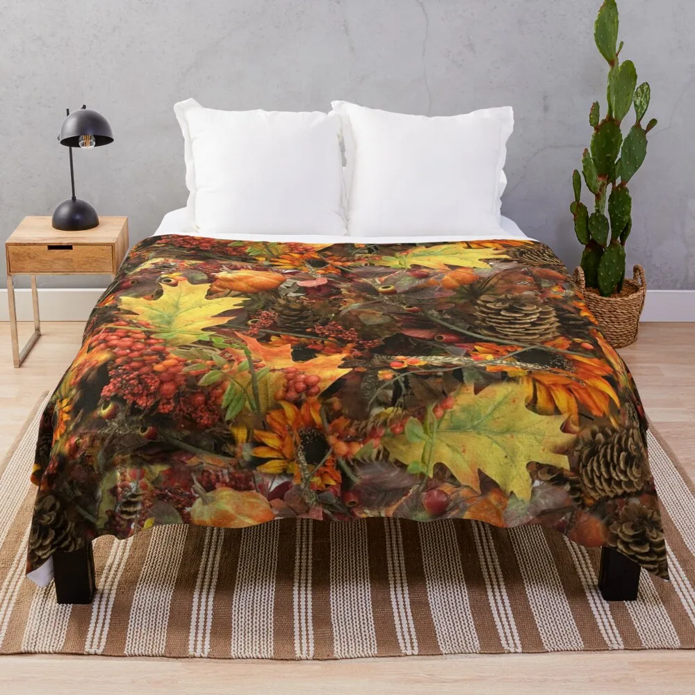 

Autumn Pine Cones and Fall Leaves Throw Blanket Thin Blanket Sofas Bed covers