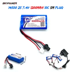 Wpl C24 D12 RC Car Lipo Battery 2S 7.4V 1200mAh SM Plug for D12 C24-1 C34 B36 E-1 RC Car 14500 2S 7.4V Lipo Battery Update Parts