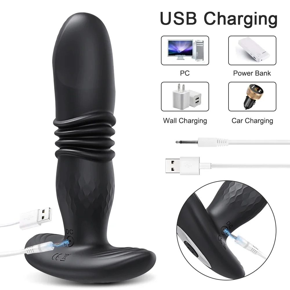 Vibratore anale a spinta per uomo, vibratore con app Bluetooth, telecomando, massaggiatore prostatico telescopico, stimolatore prostatico maschile_voghion.com