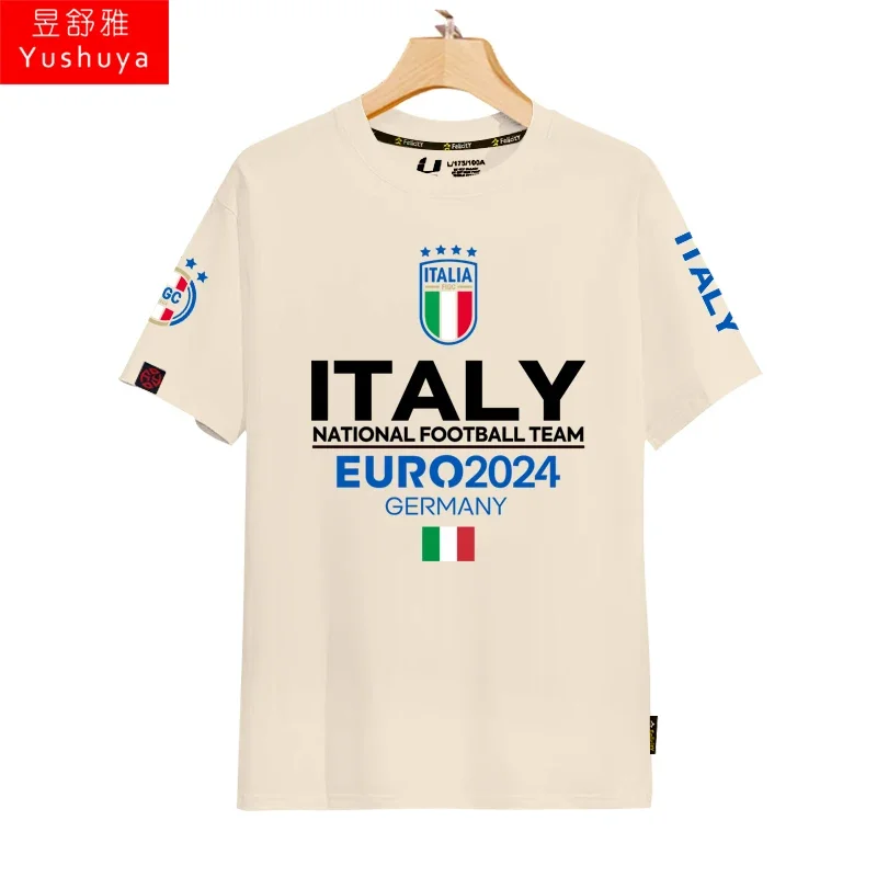 Italy Team European Cup World Cup Football Fan Uniform Short Sleeved T-shirt Men's and Women's 3D Printed T-shirt Summer
