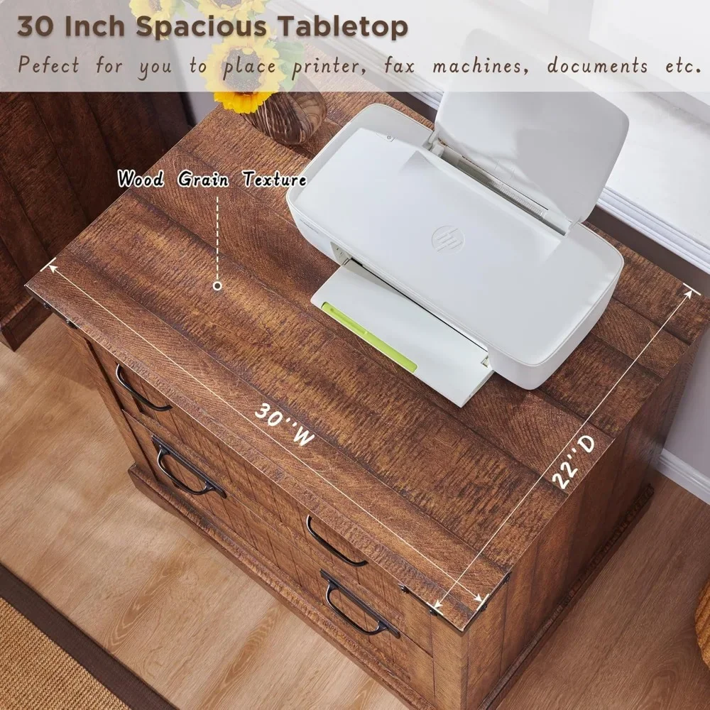 Farmhouse 30" Filing Cabinet with 2 Drawers for A4/Letter/Legal Size Documents - Stylish Office Storage Solution 5