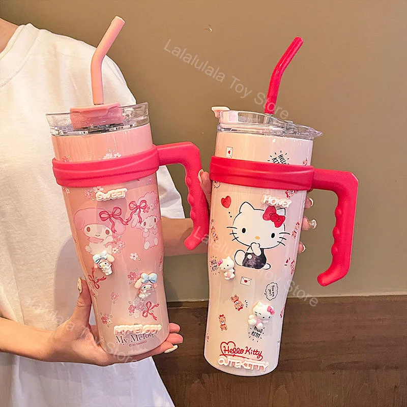 

Sanrio, Hello Kitty игрушка из нержавеющей стали Cinnamoroll My Melody стальная Изолированная чашка Kawaii портативная соломенная чашка Рождественский подарок для девочки