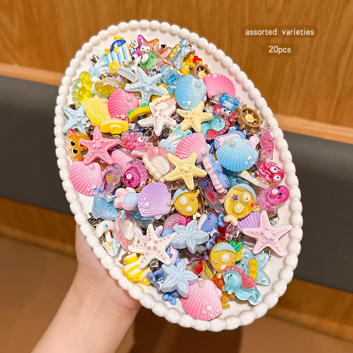 20 random cute cartoon ocean hair clips suitable for daily hair accessories