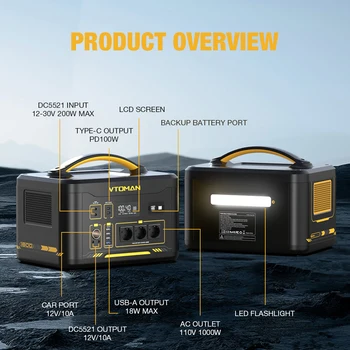 VTOMAN JUMP 2200 Portable Power Station 828/1548Wh LiFeP04 Battery Solar Generator Solar for Home Outdoor Camping 5