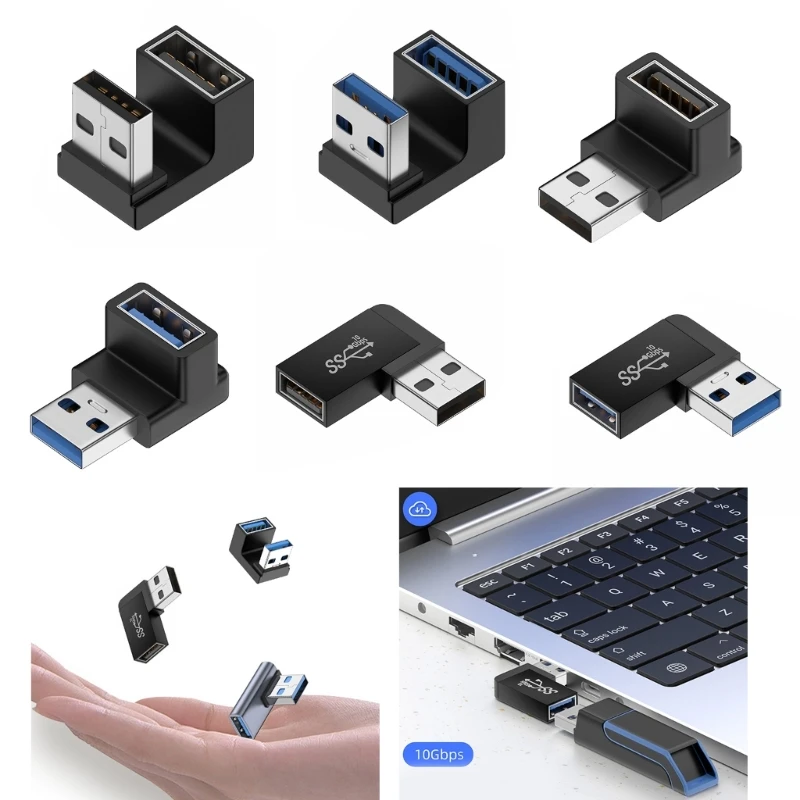 

USB 3.0 Male to Female 90 Degree Right Angle Extension Adapter USB Upward Downward Connector 10Gbps for Laptop PC