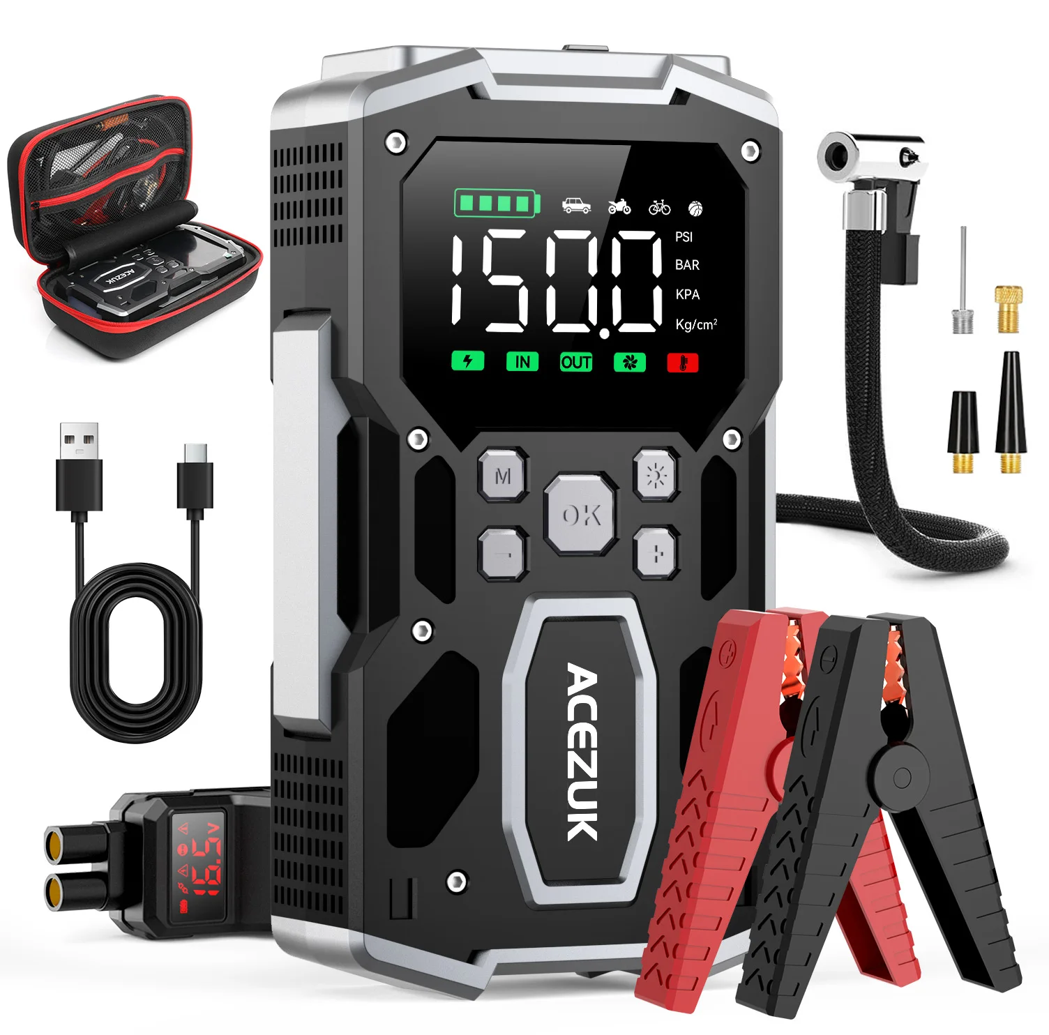 Car Jump Starter Starting Device 5000A Jumpstarter Auto Buster Emergency Booster 12V Car Jump Start Power Bank 26800mAh car jump starter jump starter