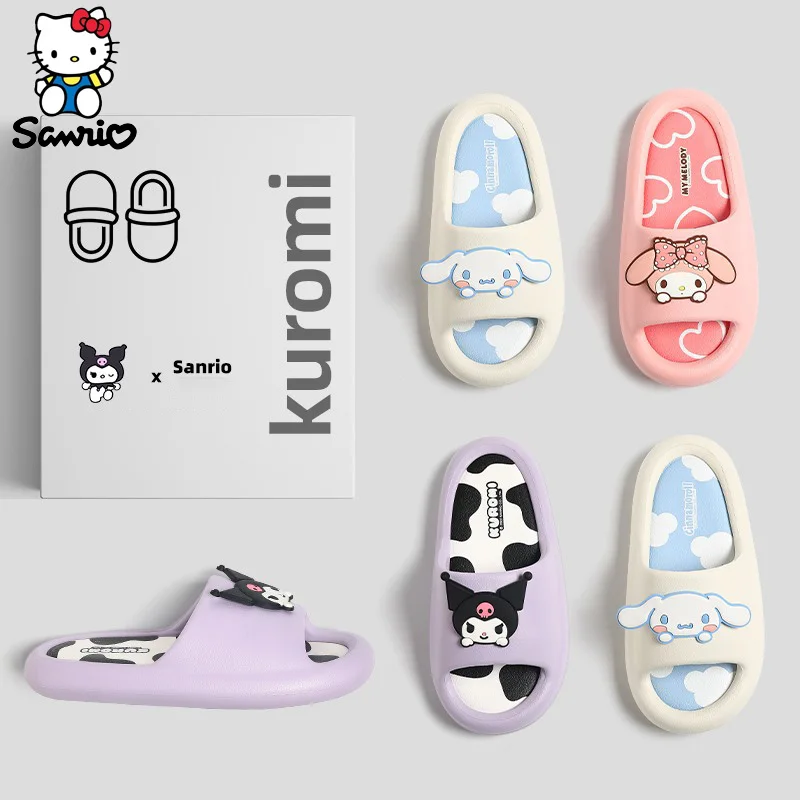 Kawaii Sanrio Slipper Hello Kitty Things Summer Indoor Bathroom Shoes Kuromi Flip Flop Swimming