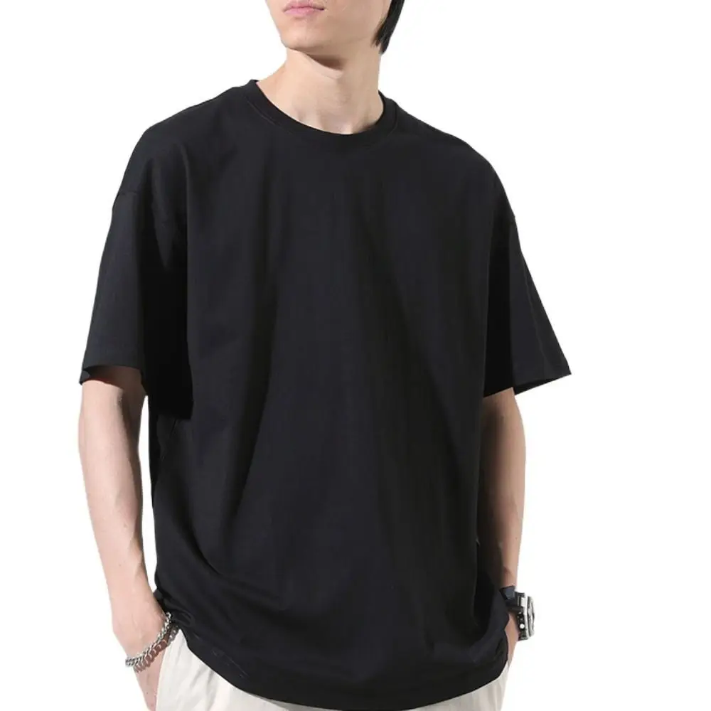 Fashion Round Neck T Shirts for Men Simple Large Size Short Sleeve T-shirt Loose Bottoming Shirt Men's Basic T-shirt All-match