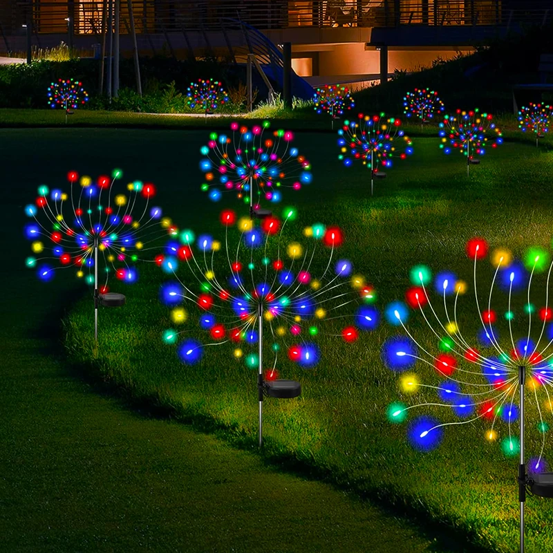 Solar Firework Lights Outdoor Garden LED Waterproof Multicolored Solar Lamp For Patio Lawn Yard Balcony Pathway Light Decor