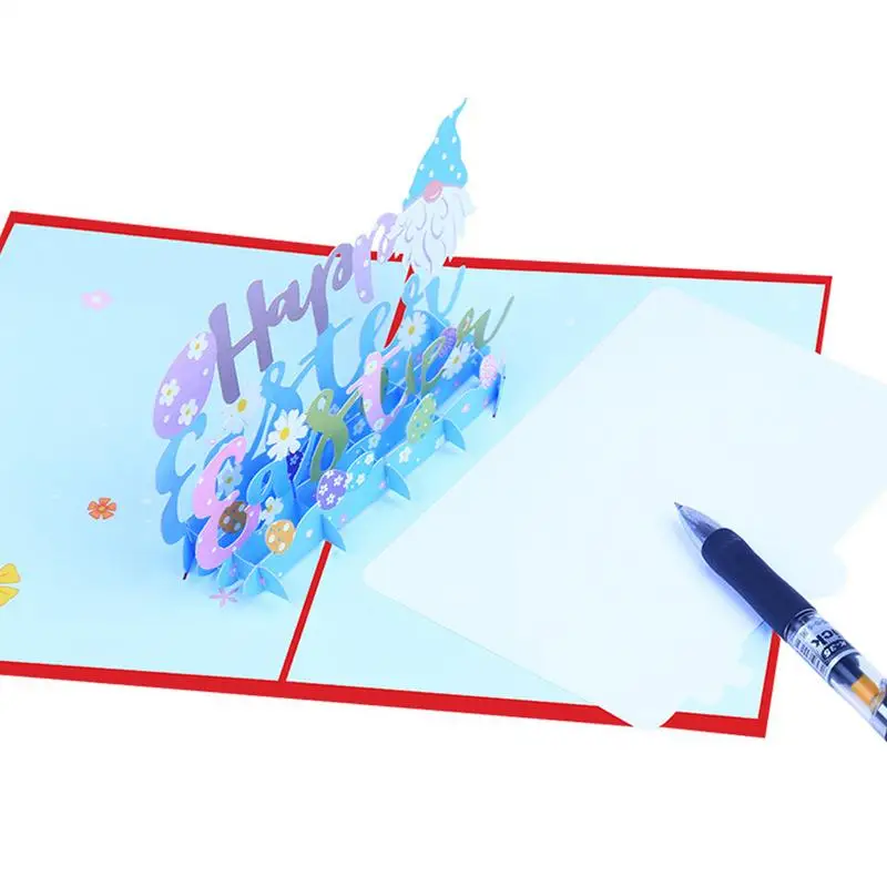 Bunny Easter Cards 3D Greeting Card Pop Up Bunny Easter Cards Color-Printed Holiday Cards Happy Easter Note Cards With Envelopes