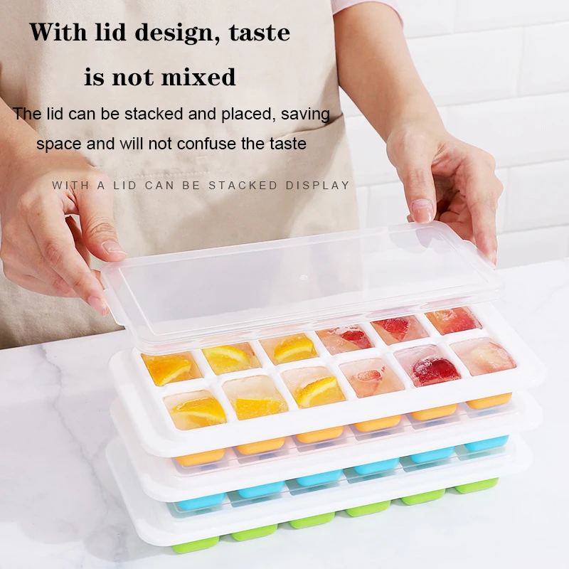 

Square Silicone Ice Cube with Lid, Square Tray Mold, Non-toxic, Durable, Bar, Pub, Wine, Ice Blocks Maker, 3 Colors, 12 Grid