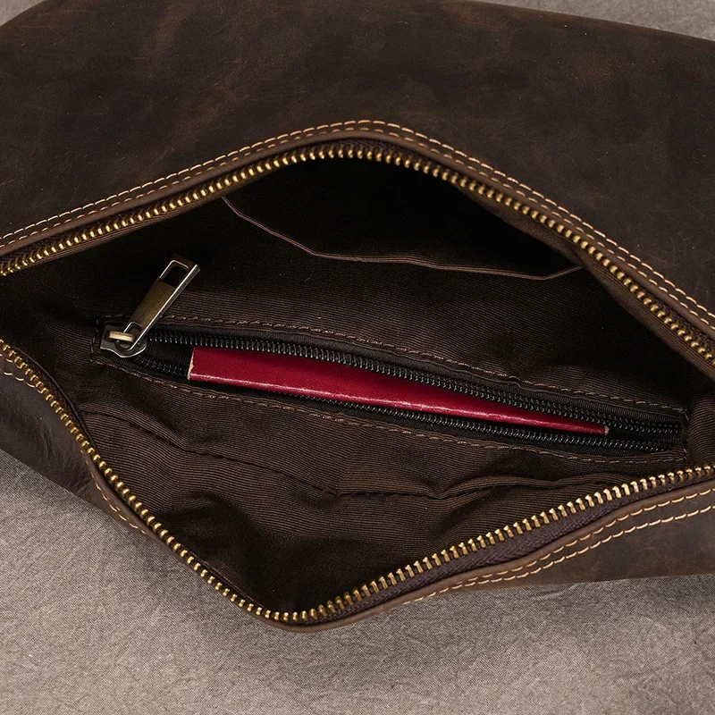 Genuine leather waist bag for men with sleek premium design and adjustable strap