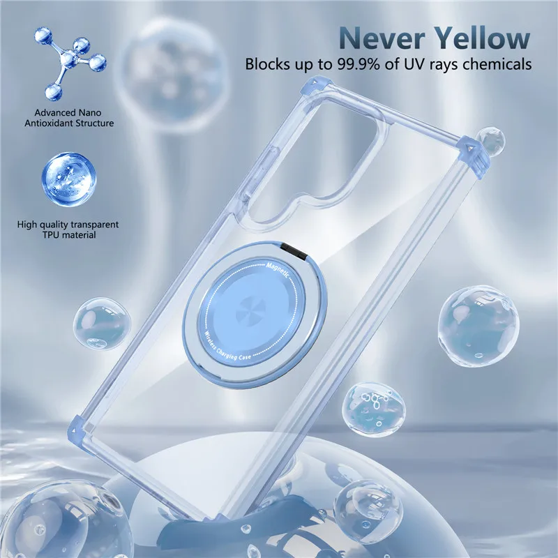 Enhanced Magnetic Clear Case with Wireless Charging Ring Cover