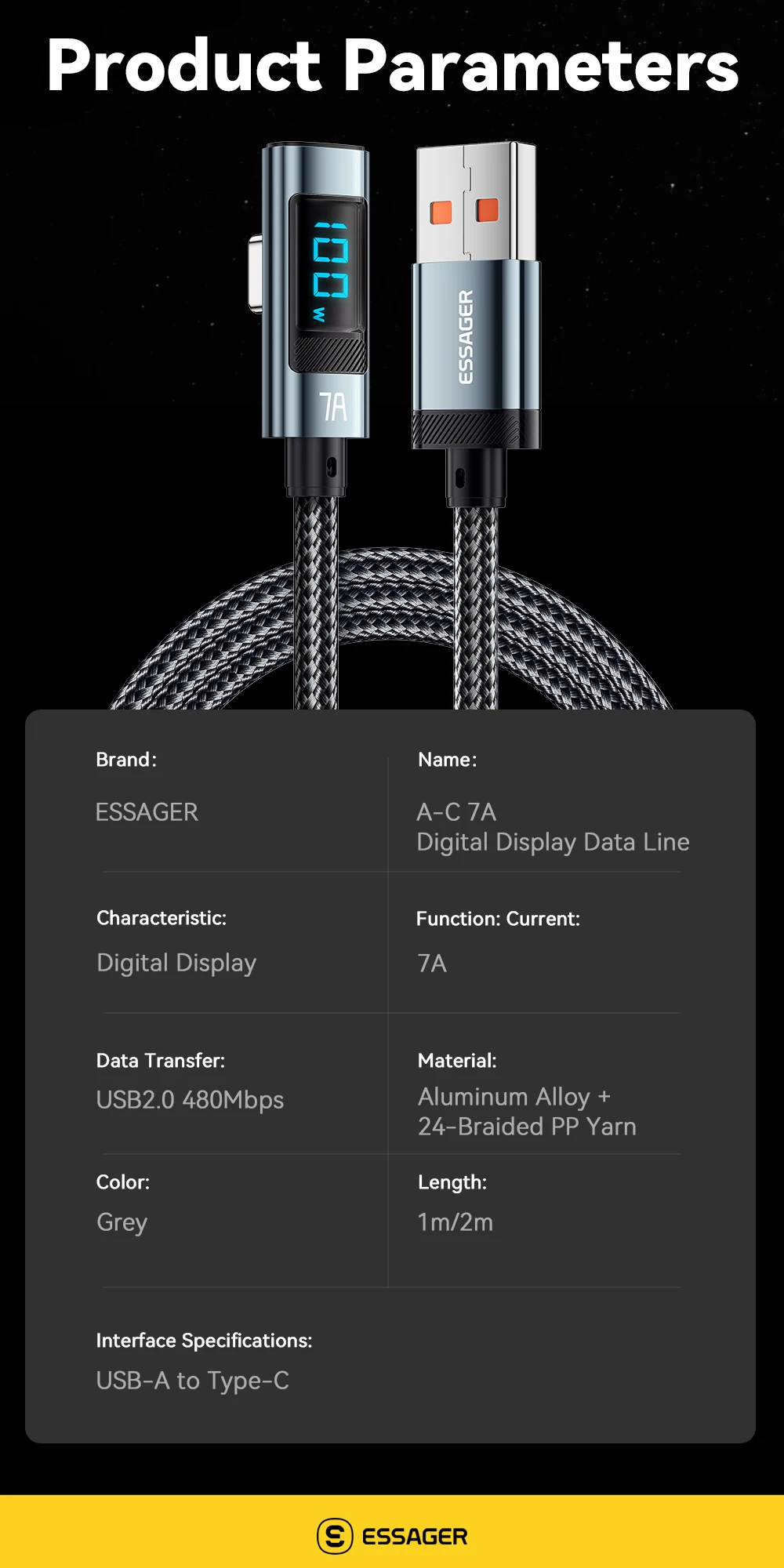 100W USB Type C Cable 90 ° LED Digital Display Cable 5A PD Fast Charging For iPh