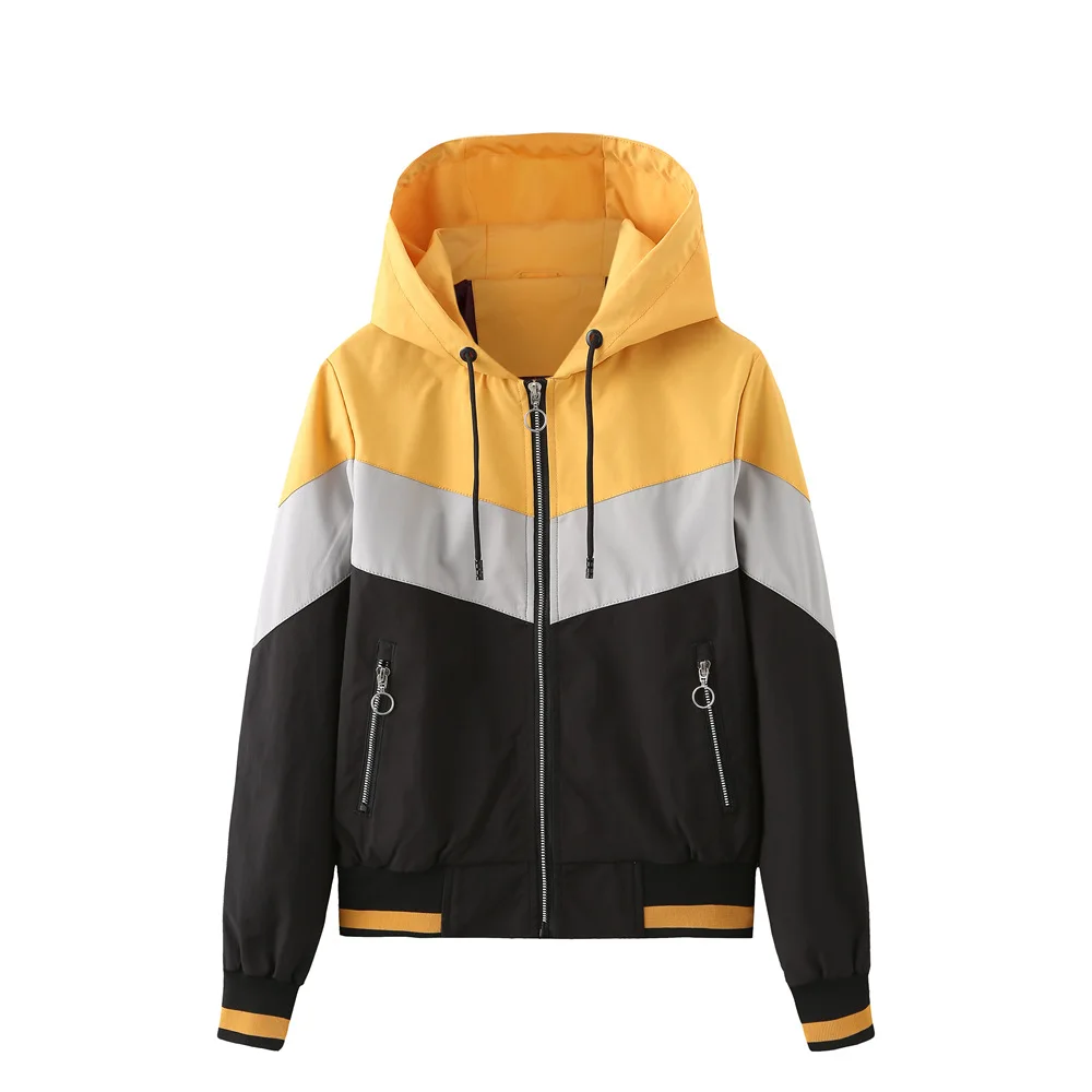 2022 Women's Thin Windbreaker Women's Spring and Autumn Hooded Jacket Women's Outdoor Raincoat with Color Drawstring Jacket goose down coat Coats & Jackets