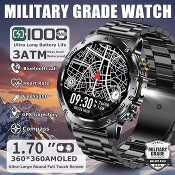 2025 New Military Grade Men 1000mAh Super Large Battery Smart Watch GPS 3ATM Waterproof Bluetooth Call Sports Fitness Smartwatch 1