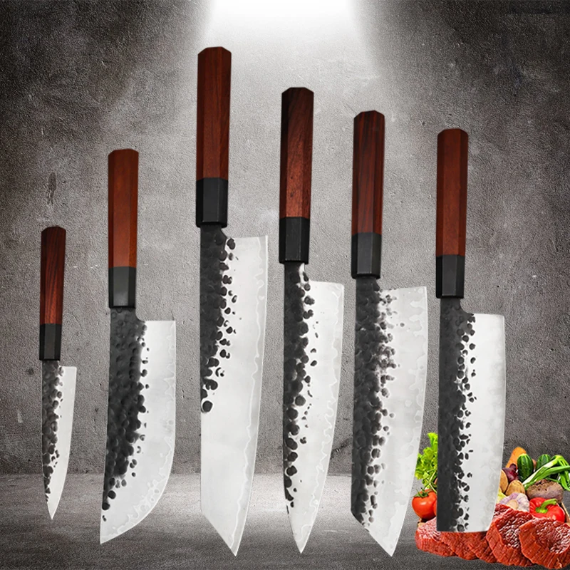 

90Cr18Mov Yanagiba Kiritsuke Knife Cutting for Gyuto Nakiri, Beef Fish Fillet Slicer Japanese Chef Santoku Salmon Knives Set