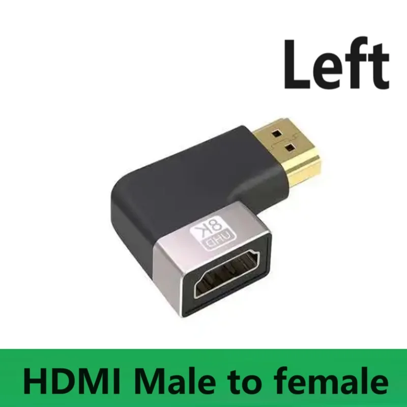 HDMI 2.1 암수 어댑터, HDTV 미니 마이크로 엘보, 90 도 오른쪽 리프트 업 다운, 암수 커넥터 컨버터, 8K60HZ