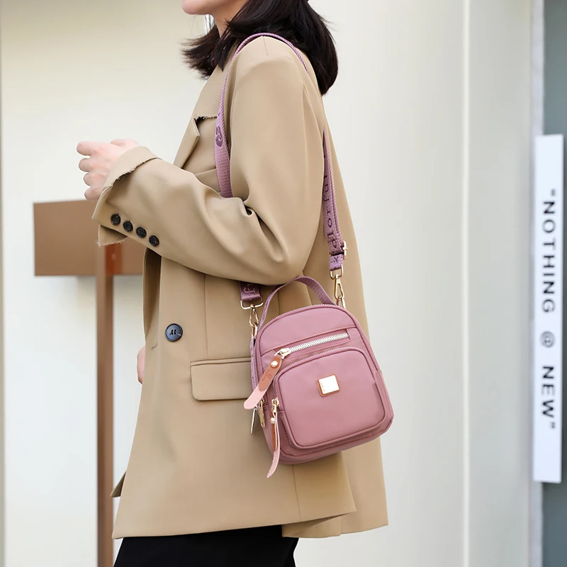 Borsa A Tracolla Nylon 27x20x10cm - Multi Tasca, Impermeabile, Antifurto, Per Donna, Ideale Per Viaggi