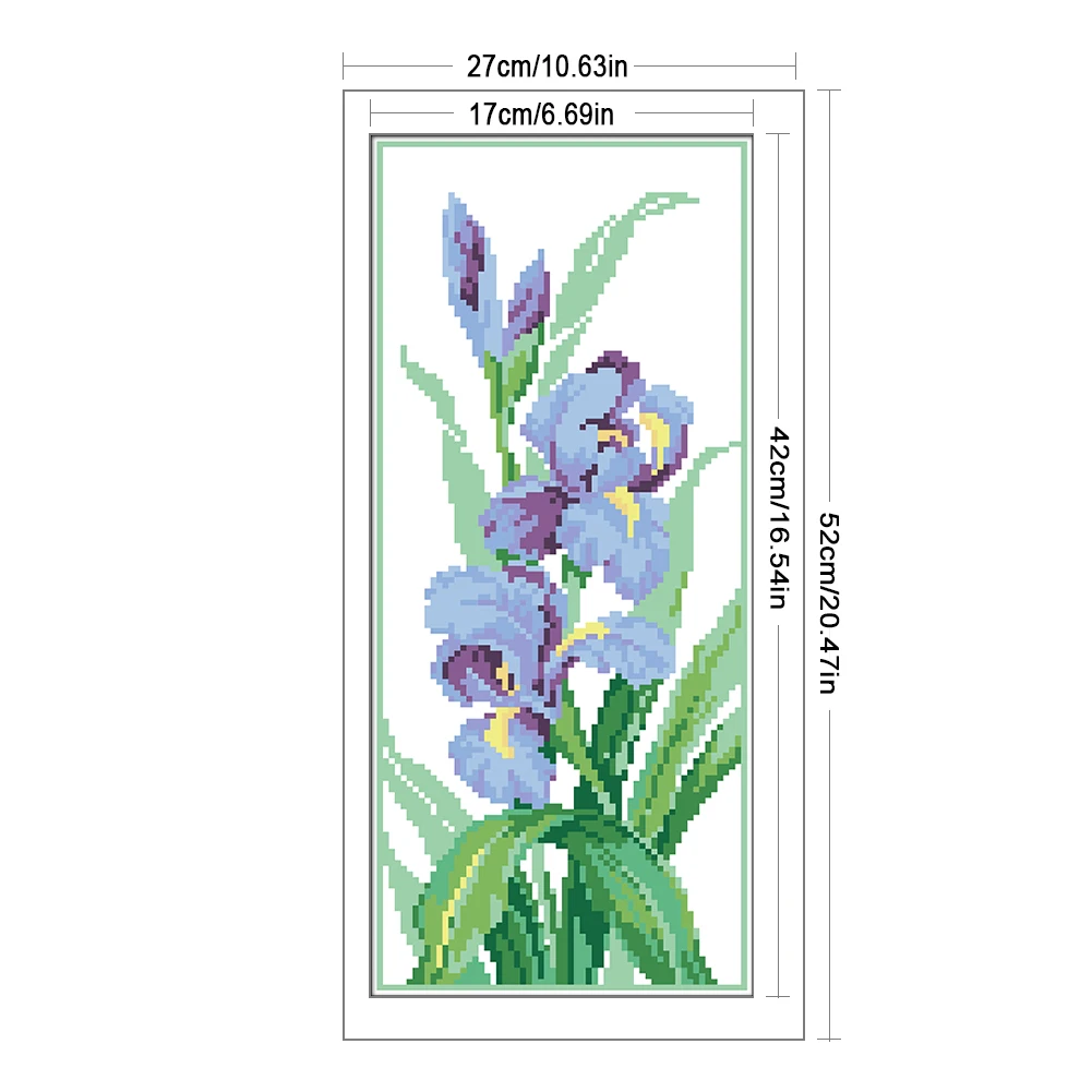 Partial Embroidery Bead 17x42cm Flower 9CT DIY Cross Stitch Kit for Bedroom Home