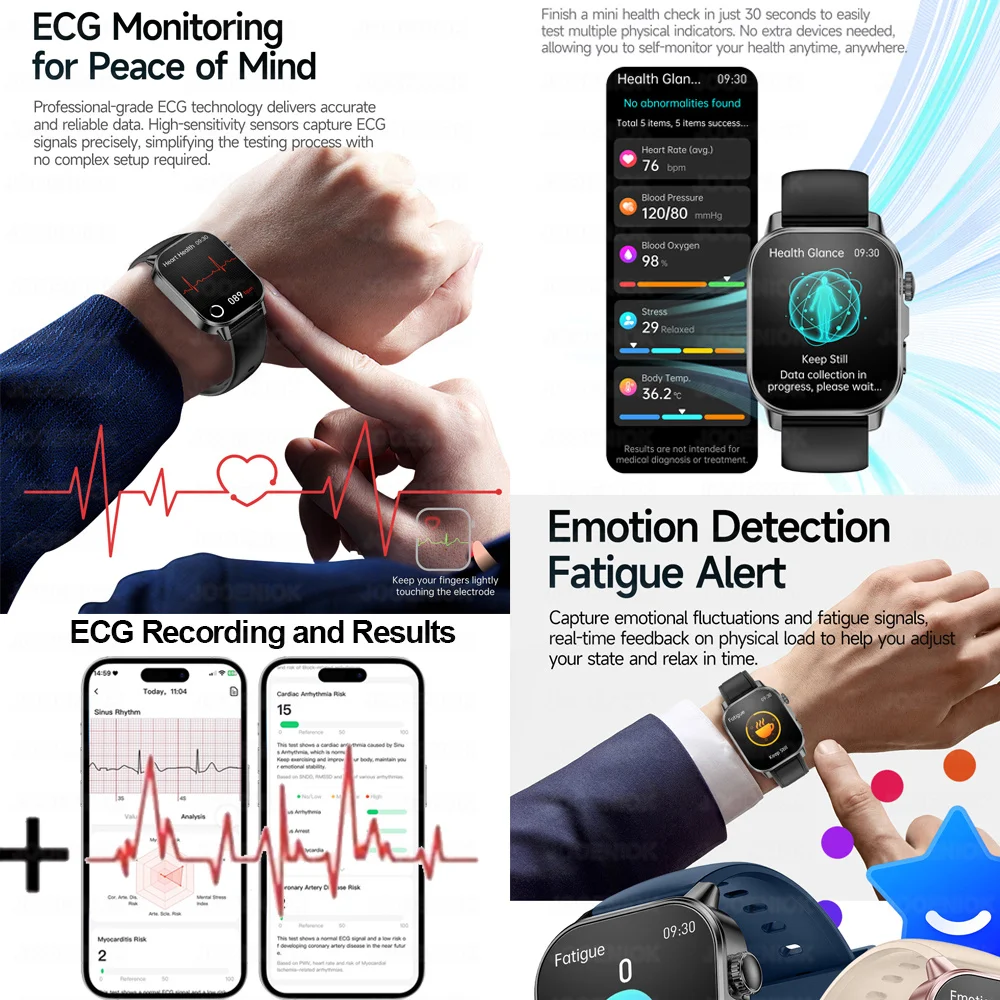 2026 Health Grade Uric Acid Lipid Blood Pressure Blood Components Smart Watch Men ECG+PPG Clock Bluetooth call Smartwatch Women