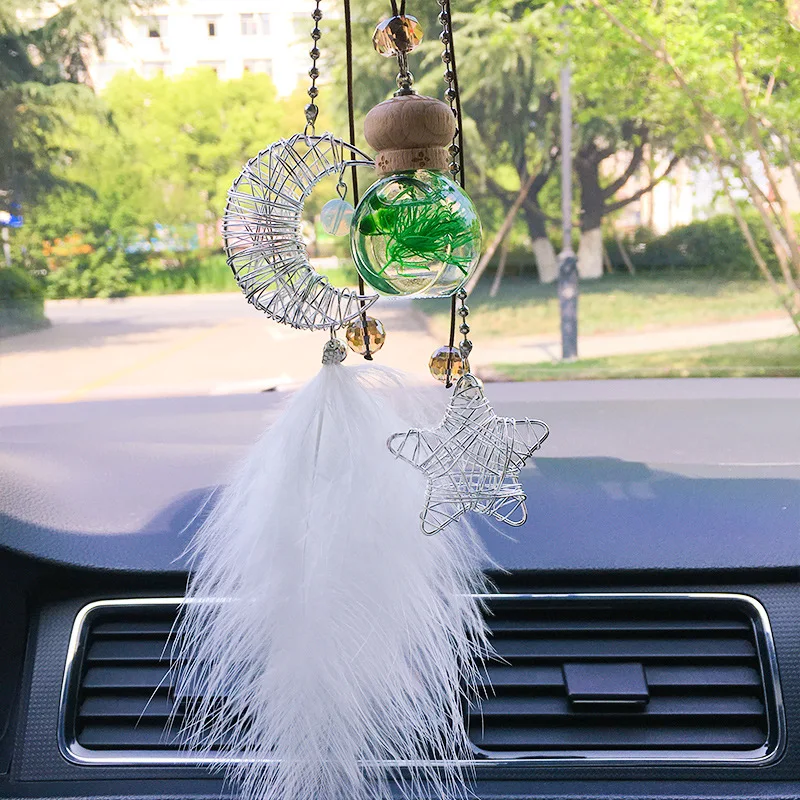 Starry Sky Moon Dream Car Pendant Wind Chimes Feather Decoration Hanging  Mounted Aromatherapy Car Accessories Home Decor - AliExpress