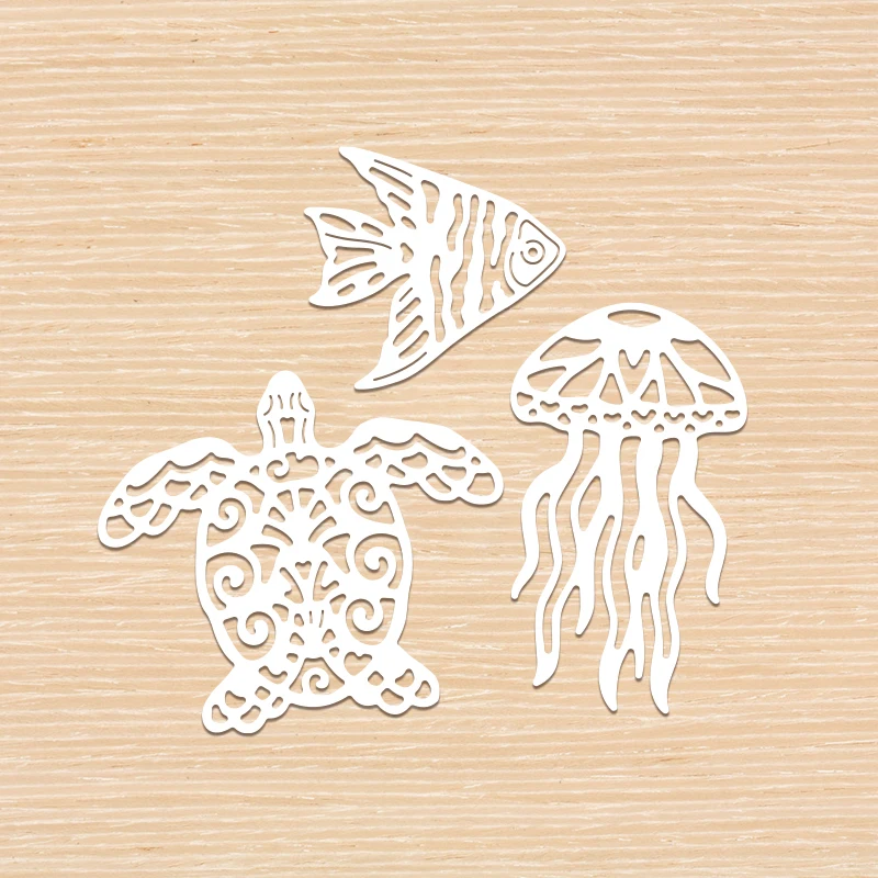 Fustelle Metalliche Animali Marini Per Scrapbooking E Biglietti Fai Da Te - Set Da 9x8,4 Cm - 4