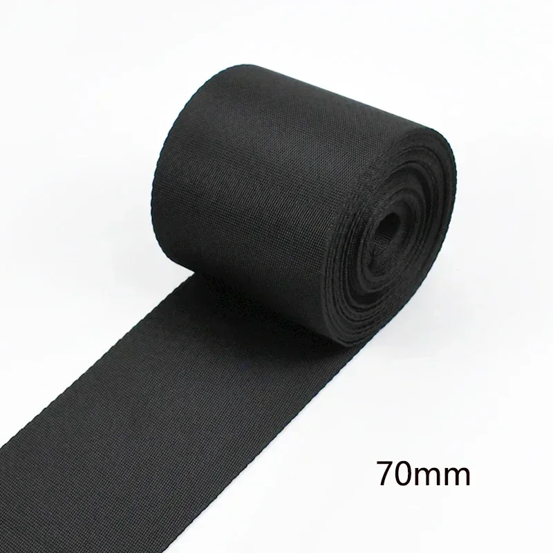 Durable Black Nylon Webbing Straps for DIY Sewing and Craft Projects - 5M Roll, 10-100mm Width